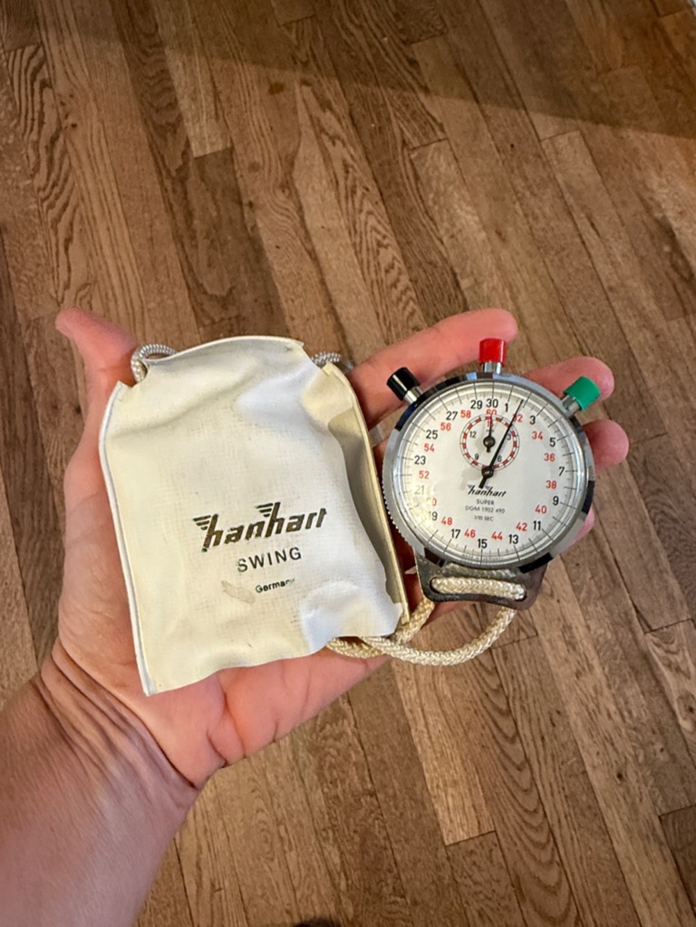 Hanhart Swing Germany Vintage Stopwatch on a String with Cover